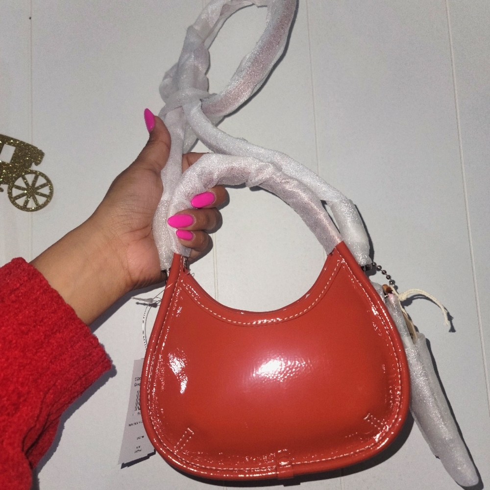 NWT Coach coachtopia  mini ergo patent leather deep orange